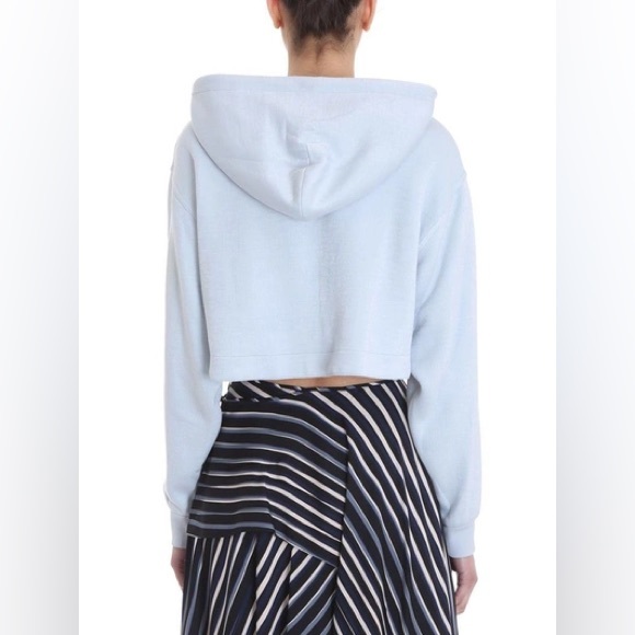 Diane Von Furstenberg Cropped Hoodie Sweatshirt in Cyan M G4 - Picture 3 of 8